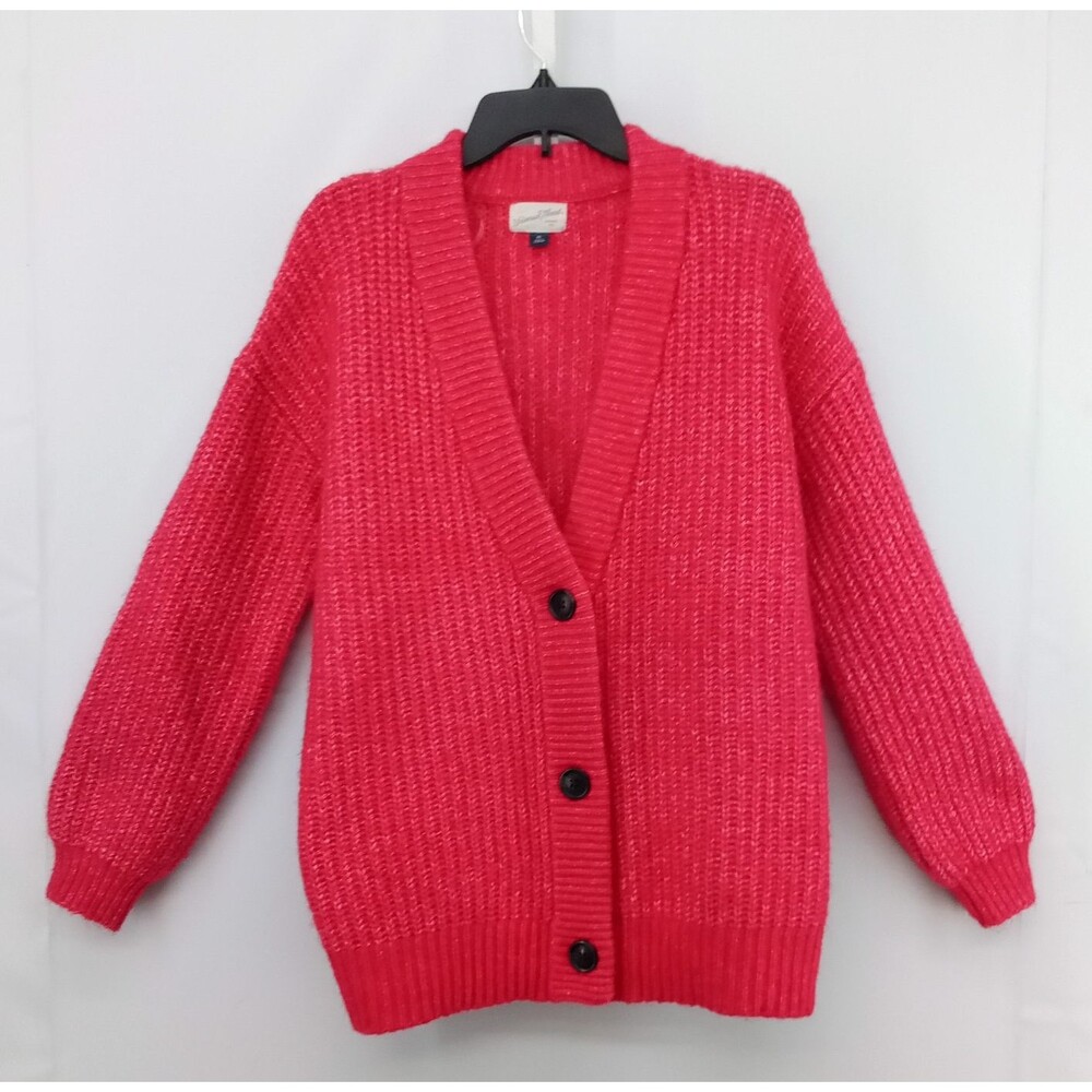 Universal Thread Sweater Women Size XS Red Long Sleeve Button Up Cardigan Cozy